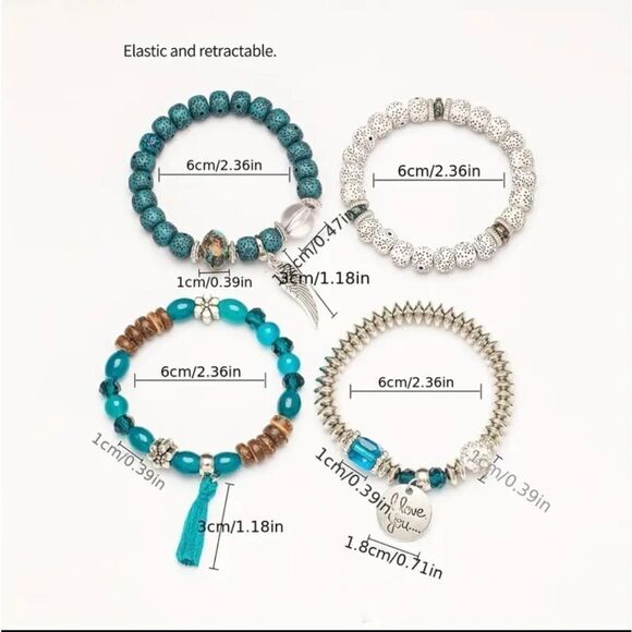 3 for $26 - 4pcs I LOVE YOU Tassel Charm Beaded Bracelet - Picture 2 of 4